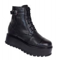 Ghete dama din piele naturala cu platforme de 5cm G215N